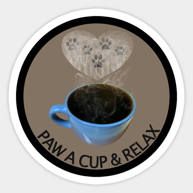 Paw a Cup of Coffee & Relax T-Shirt mug coffee mug apparel hoodie sticker gift Sticker by LovinLife